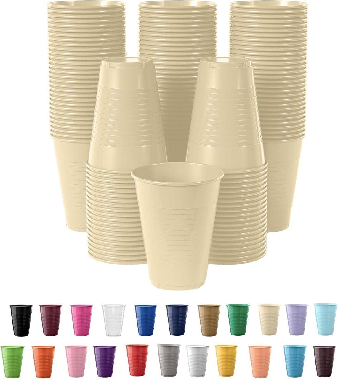 Exquisite Party Solids 12 Oz Plastic Cups – 100 Pack Disposable Cups for Parties & Events | Durable Plastic Party Cups | Bulk Drink Cups for Soda, plastic cup | Recyclable Disposable Cups for Everyday Use & Celebrations